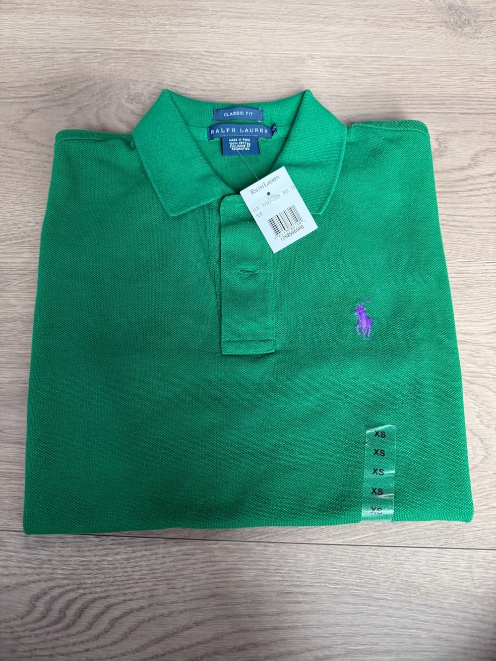 Ralph Lauren Green Polo with Purple Pony Embroidery
